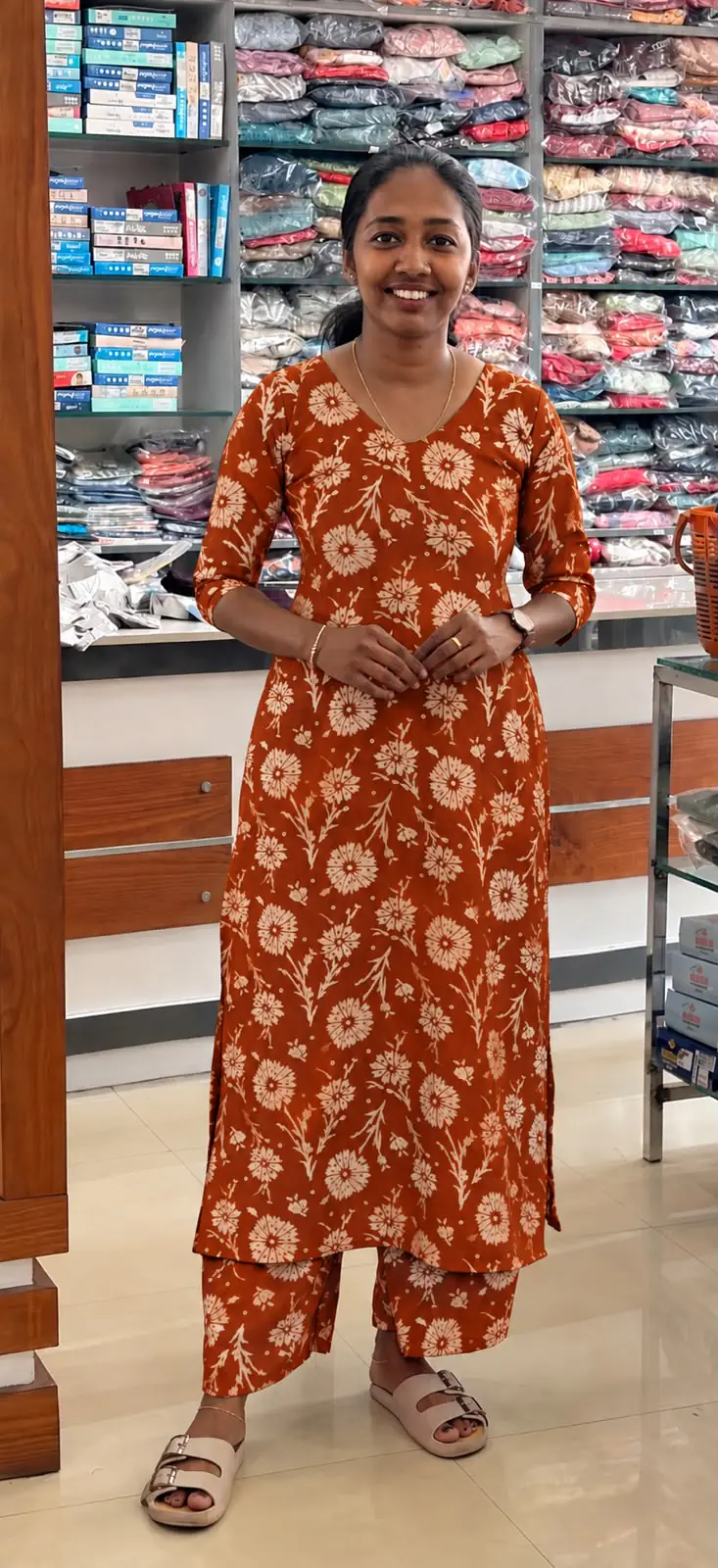 Slitted Top Plus Bottom-Burnt Orange - Image 1