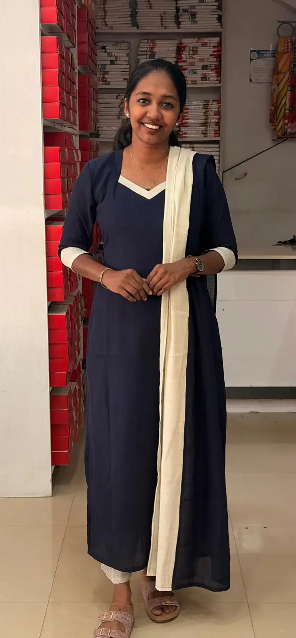 Slitted Top With Duppatta-Blue - Image 1
