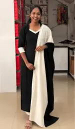 Slitted Top With Duppatta-Black - Image 2