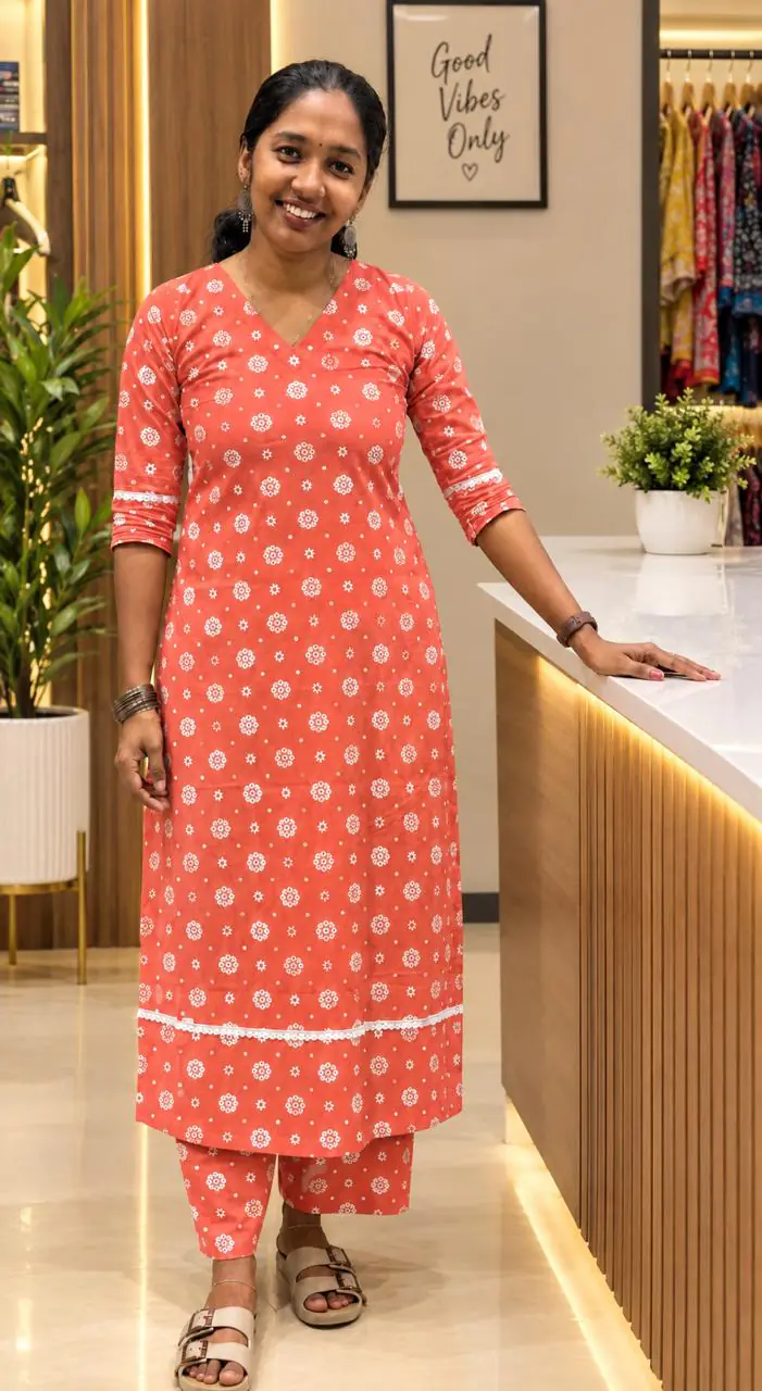 Slitted Top Plus Bottom-Peach - Image 1