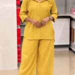 Cord Set-Yellow(pant with lining)
