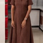 A Line Princess Cut Top-Brown