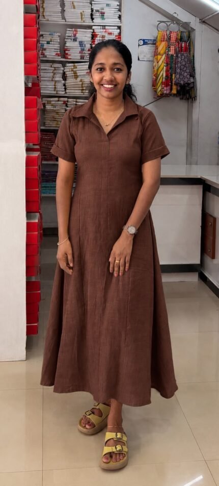A Line Princess Cut Top-Brown