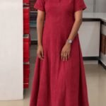 A Line Princess Cut Top-Maroon