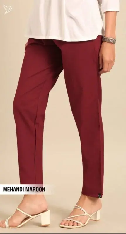 Twin Birds Cotton pant-Mehandi Maroon - Image 1