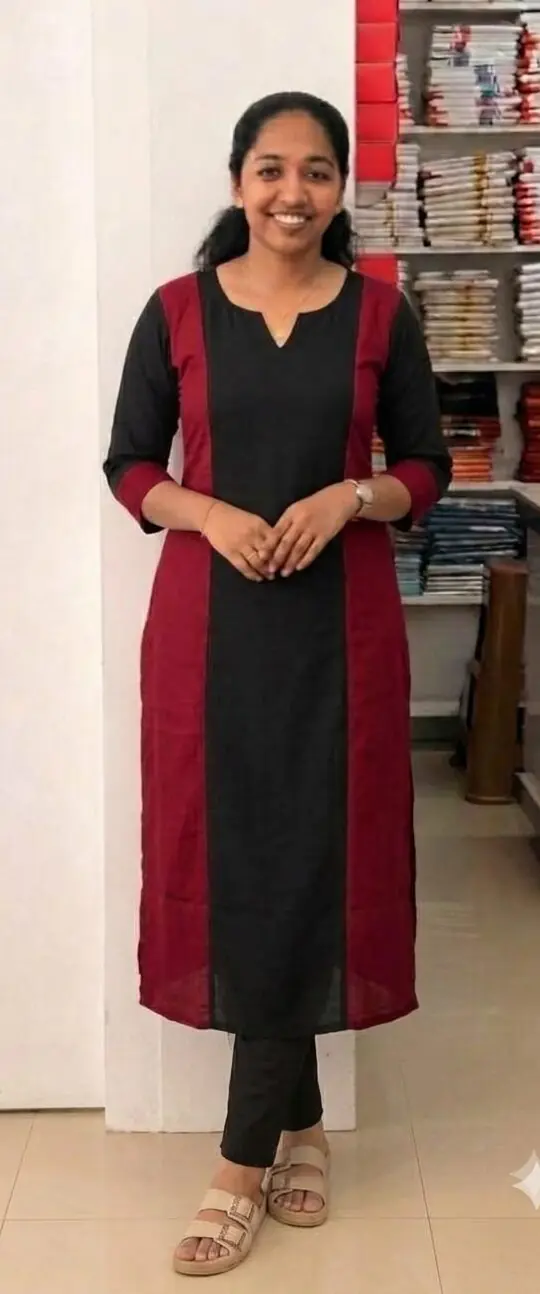 WhatsApp Image 2026-10-14 at 12.13.45 PM Georgette Slitted Top(Black+Maroon) - Image 1