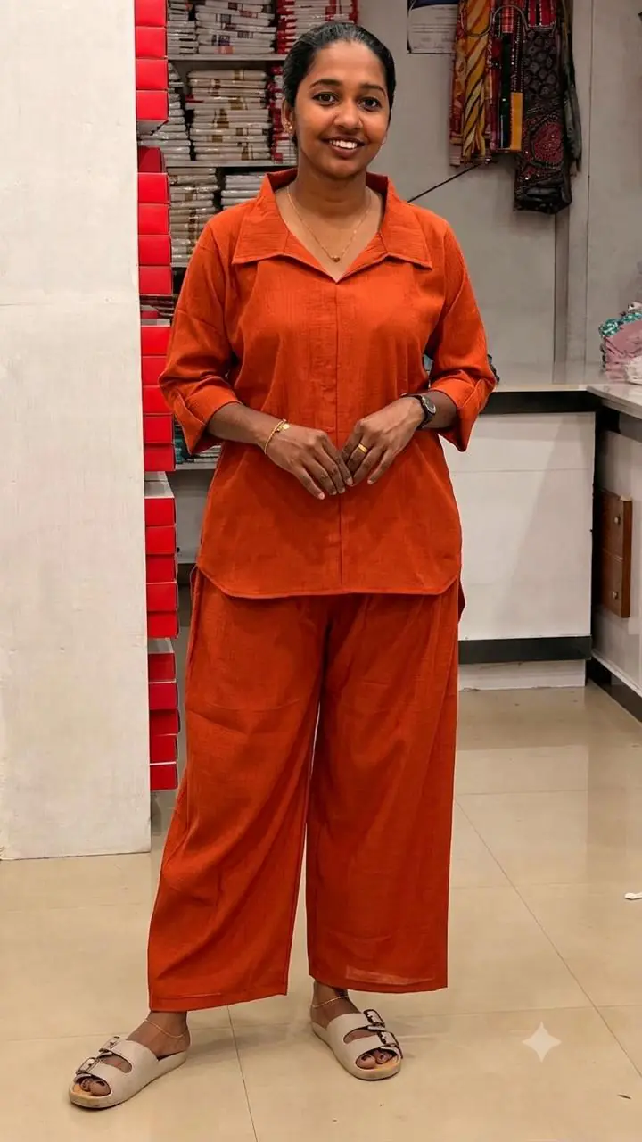 Cord Set-Burnt orange(pant with lining) - Image 1