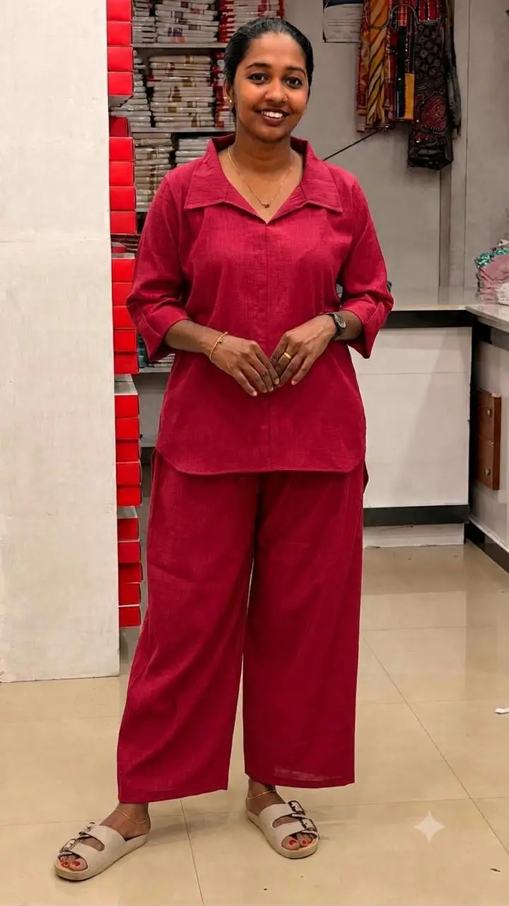 Cord Set-Maroon(pant with lining) - Image 1