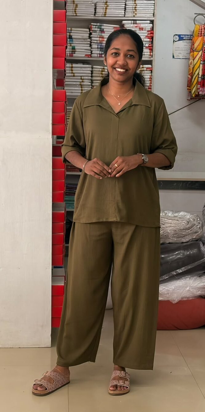WhatsApp Image 2026-10-17 at 11.13.43 AM Rayon Cordset-olive green - Image 1