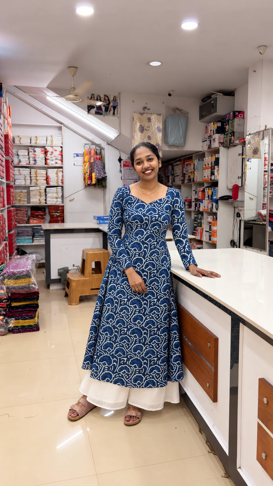 Hand block printed aline full sleeve top - Image 1